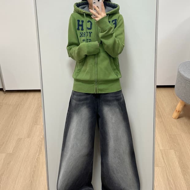 아베크롬비 자수로고 카키 후드집업