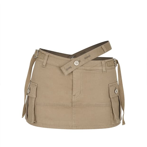 페인오어플레져 닉스 미니 스커트 카키 S