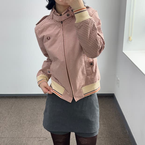 Fredperry 프레드페리 핑크 코랄 체크 자켓 