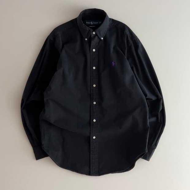폴로 랄프로렌 블랙 솔리드 셔츠 M