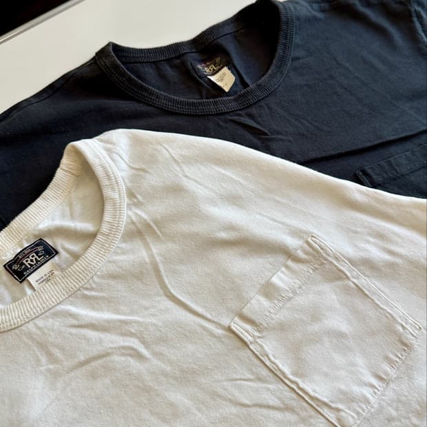 RRL 더블알엘 가먼트 다이 포켓 티셔츠 투팩 XL 화이트 + 블랙