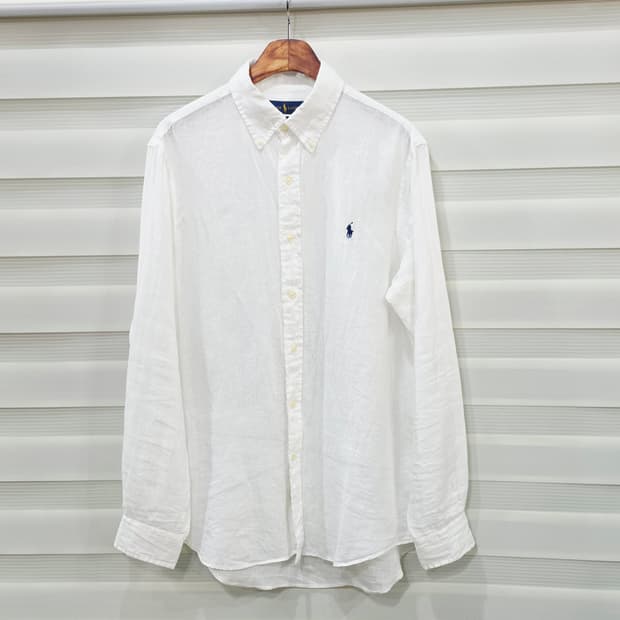 랄프로렌 화이트 린넨 셔츠- M