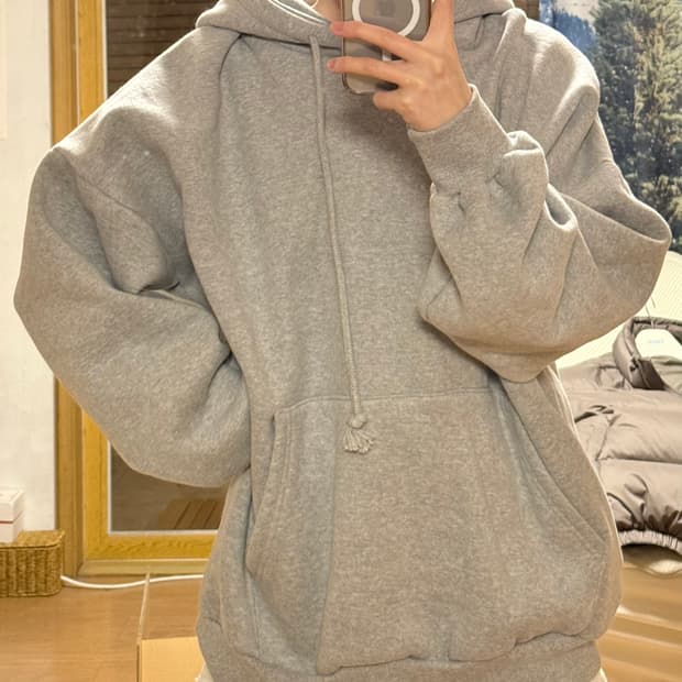버터핑거 무지 후드티 양기모 후드티 그레이