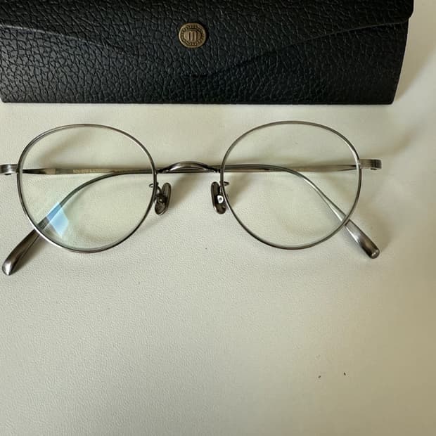 니시데 카즈오 실버 원형 안경테 NK-757
