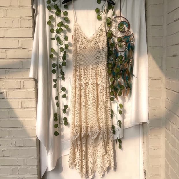 빈티지 레이어드 크로쉐 원피스 페어리 모리룩