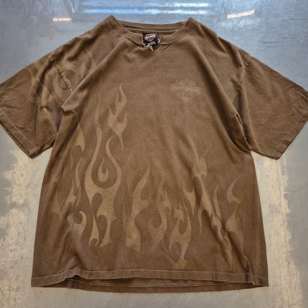 00s 할리데이비슨 플레임 티셔츠
