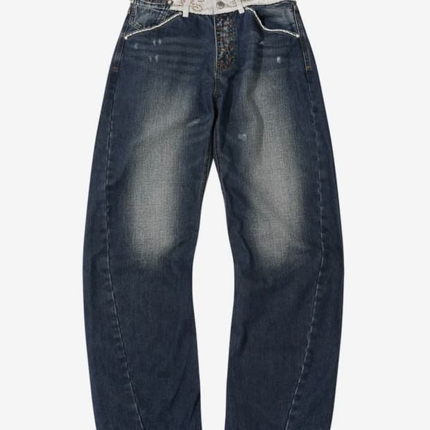 스컬프터  Beaded Waist Denim Pants 인디고블루