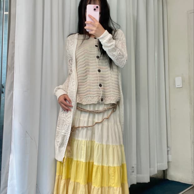빈티지 옐로우 솜사탕 모리 set
