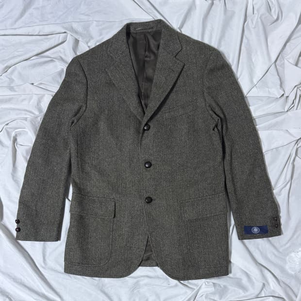 제이프레스 알파카 모헤어 헤링본 트위드 자켓