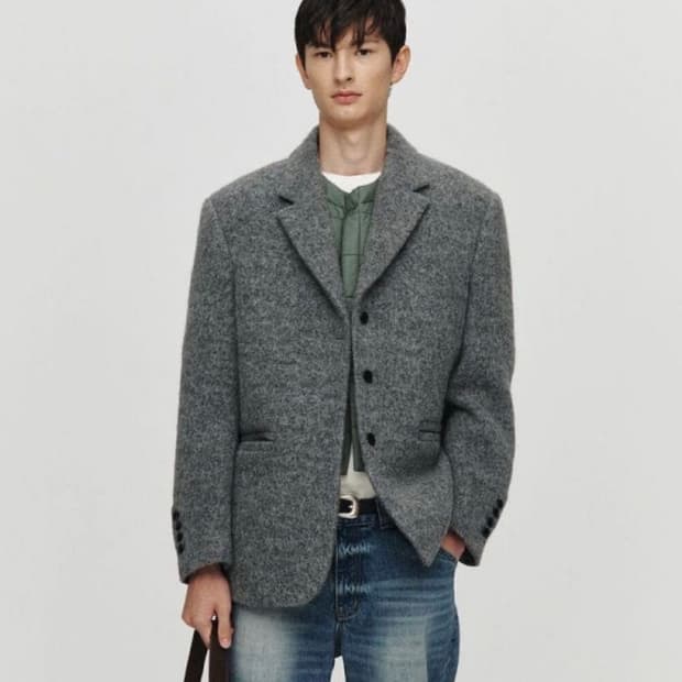호이테 ALPACA SQUARE WOOL SINGLE JACKET (CH
