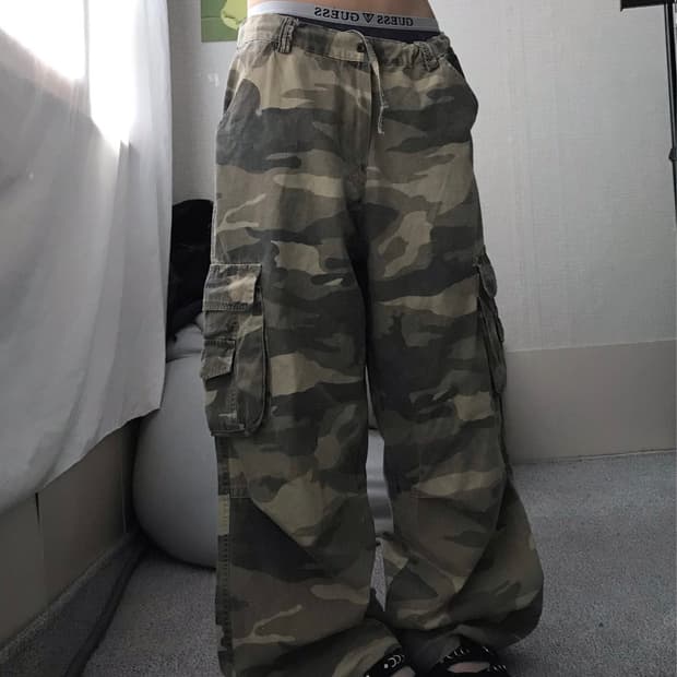 빈티지 카모 와이드핏 카고팬츠