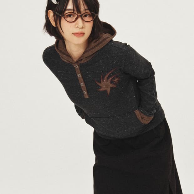 에스이에스티 와플 헨리넥 롱슬리브 후디