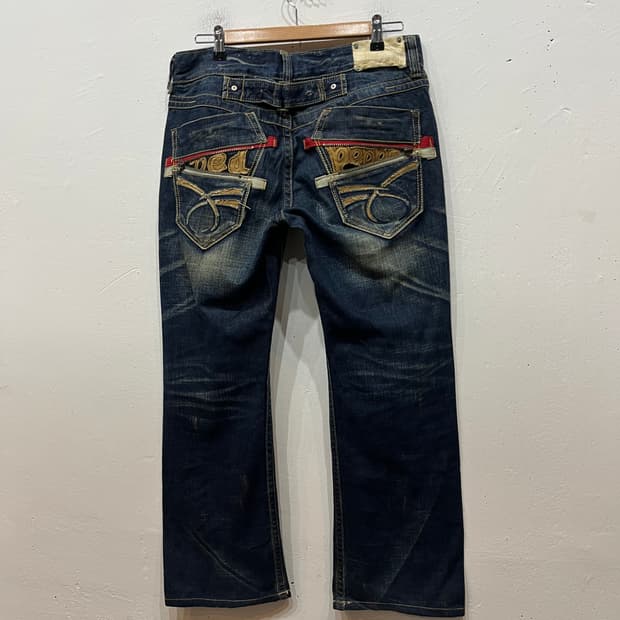 REDPEPPER 레드페퍼 로우라이즈 워시드 펑크 데님팬츠 