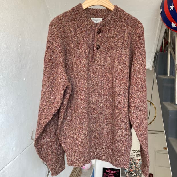 울 100% two단추 니트