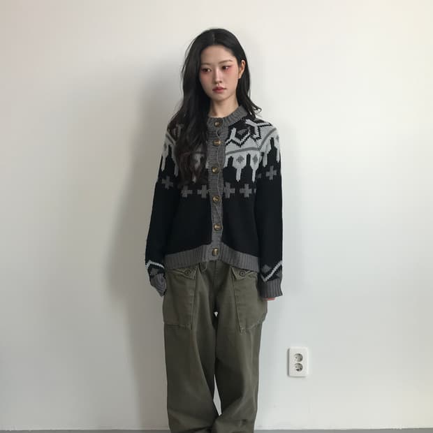 ehka sopo Pattern Knit Cardigan