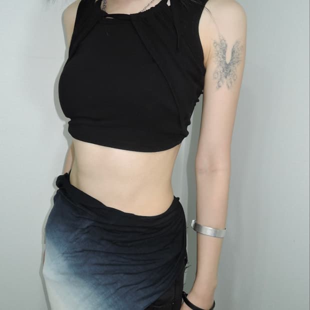Halter Strap Layered Crop Tank Top