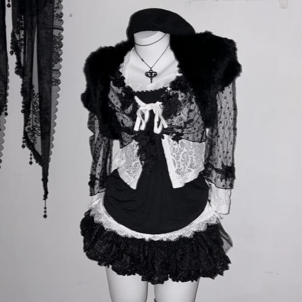 공겜여주 블랙 앤 화이트 5피스 세트 다크페어리 고스 로리 