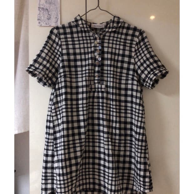 빈티지 체크 셔츠 원피스 상의