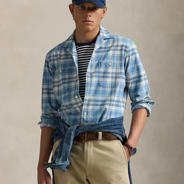 [M] 폴로 랄프로렌 클래식핏 인디고 플래드 캠프 셔츠