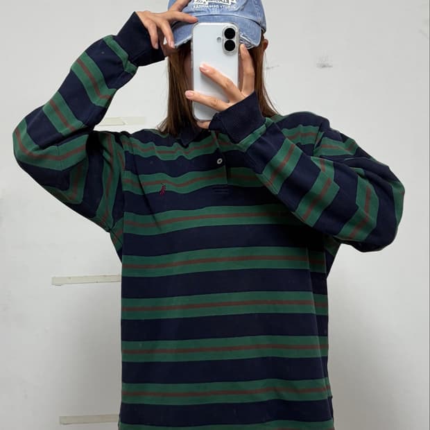 90's 폴로 랄프로렌 포니로고 스트라이프 긴팔 카라티