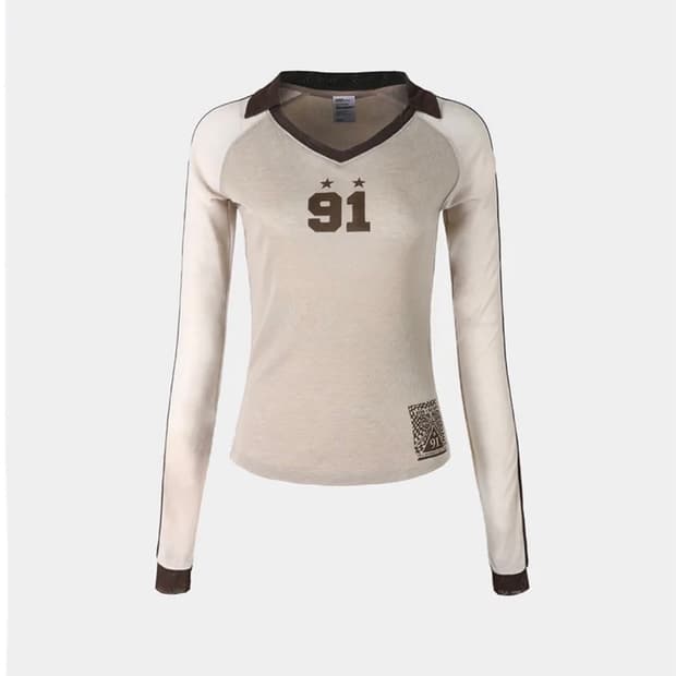 배드블러드) 카라 져지 긴팔 티셔츠