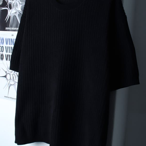 (XL-2XL) 자라 반팔 티셔츠 빅사이즈 니트 골지 블랙-7BB4