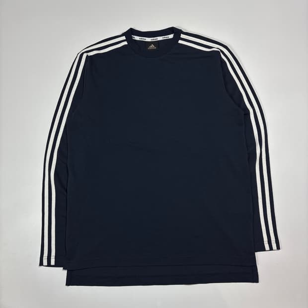 아디다스 네이비 삼선 긴팔 티셔츠
