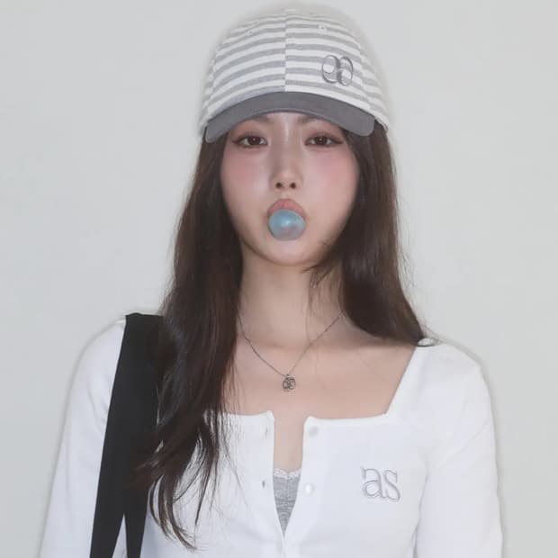 (미개봉) 애즈온 스트라이프 볼캡 그레이