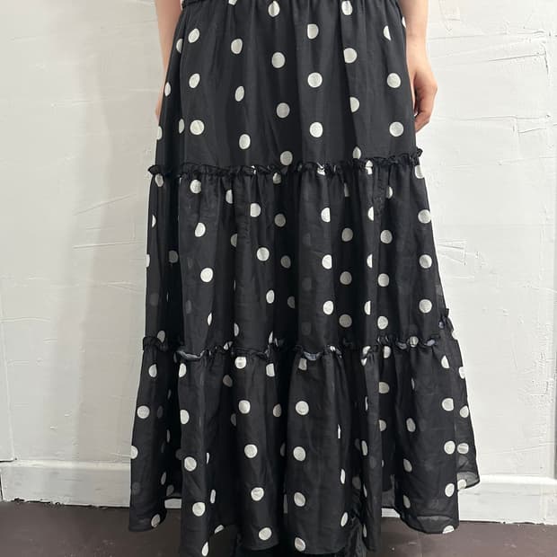 dot frill long skirt