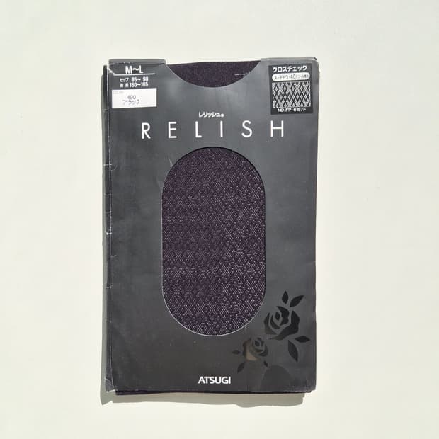 ATSUGI RELISH 블랙 크로스 체크 패턴 팬티스타킹 