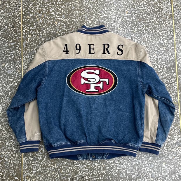 90s 리 49ers 데님 바시티 자켓 L