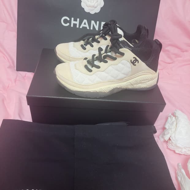 정품)급처상태좋음!샤넬 믹스드파이버 스니커즈 운동화 신발