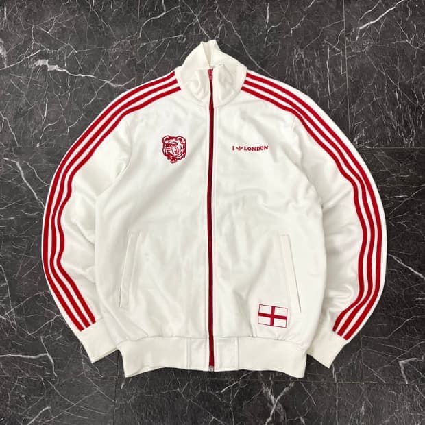 아디다스 런던 흰-빨 트랙탑 져지