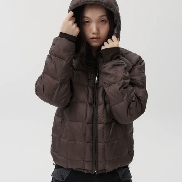 오헤시오 리버시블 덕다운 경량패딩 브라운