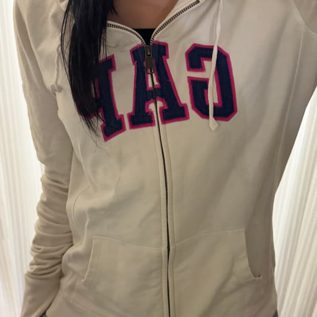 갭 화이트 후드집업 m