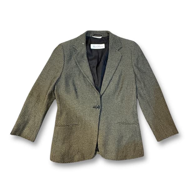 Max Mara 헤링본 싱글 블레이저 자켓