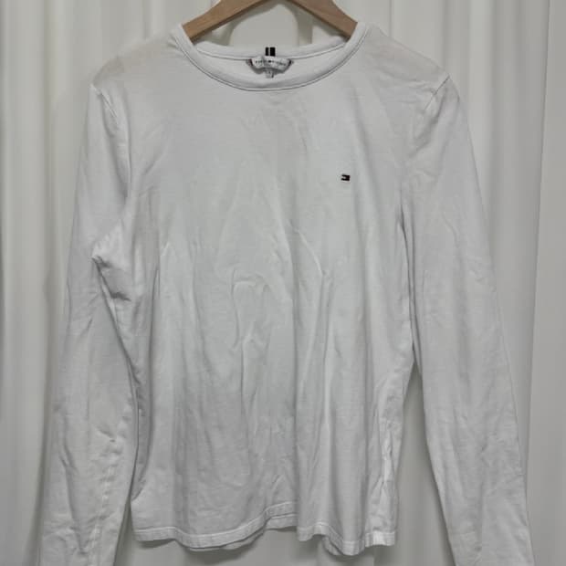 타미힐피거 흰색 기본 라운드티