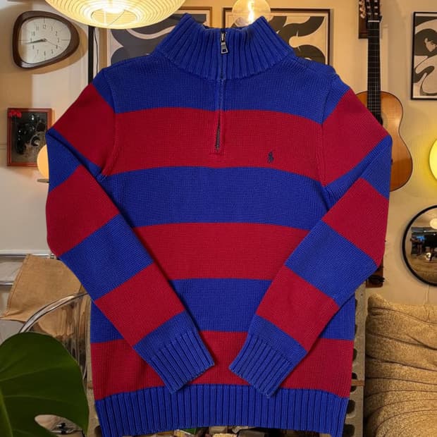 폴로 스트라이프 반집업 니트 (Woman L) AB1389