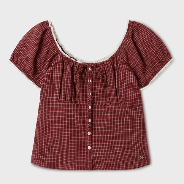 후아유 체크패턴 블라우스