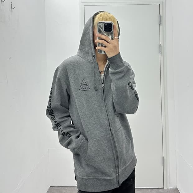 HUF 소매 레터링 후드집업