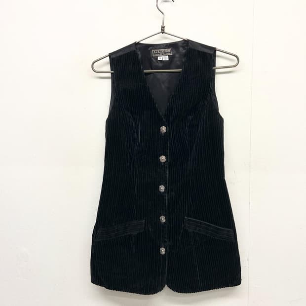90s USA GUESS 블랙 코듀로이 조끼