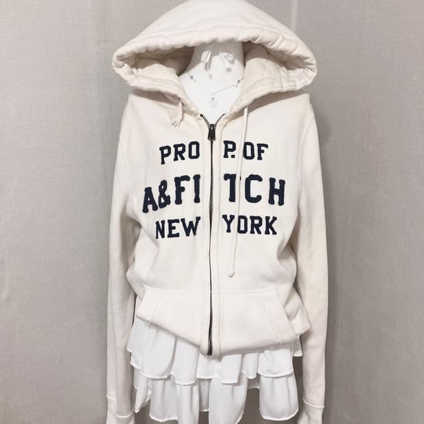 아베크롬비 아이보리 로고 후드집업 2XL