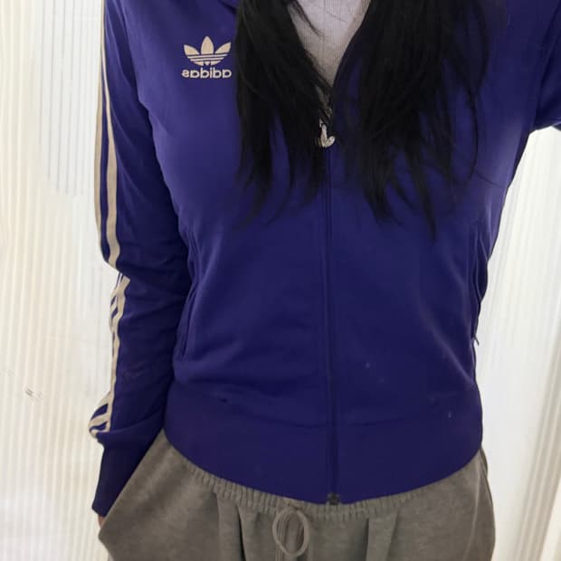 아디다스 퍼플 져지 집업 xs
