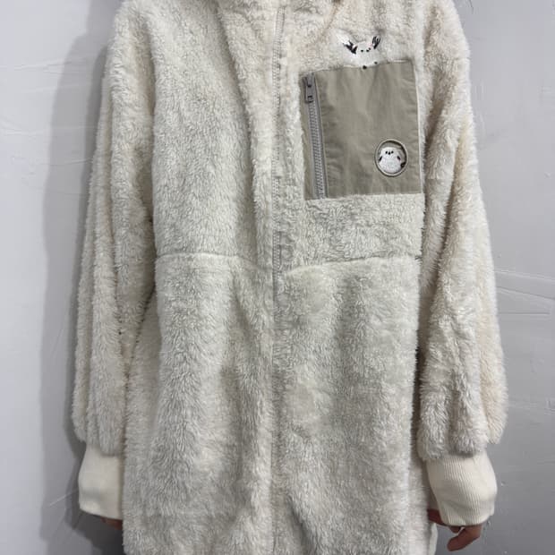 cute bird point fleece twoway zipup