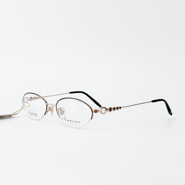 키지클럽 CARVEN 골드 링 스톤 반무테 데드스탁 빈티지안경