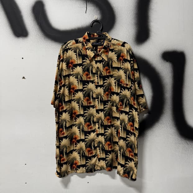 VTG 빈티지 빅사이즈 야자수 풀 패턴 하와이안 반팔 셔츠