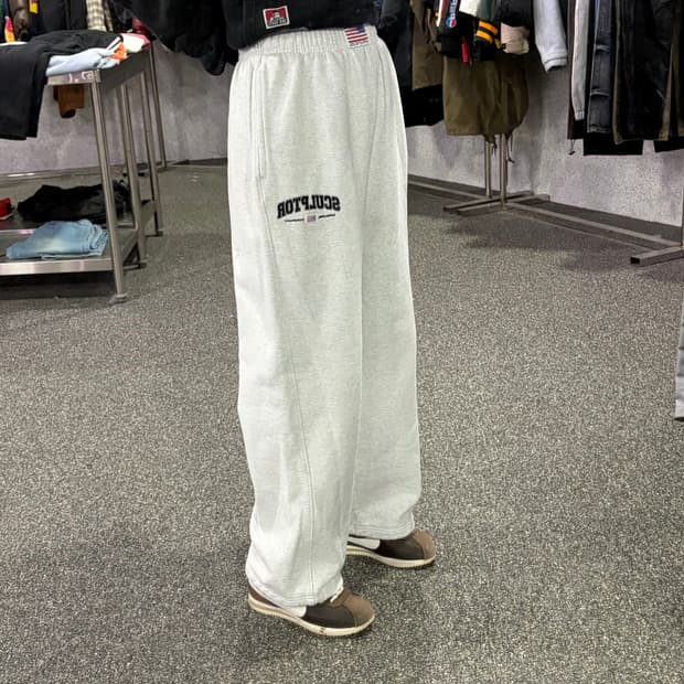 스컬프터 화이트멜란지 스웻 조거 팬츠 B3741
