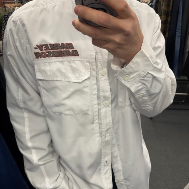 L)할리데이비슨 vintage 퍼포먼스 버튼 프론트 긴팔셔츠