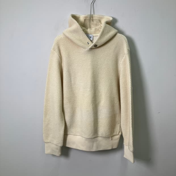 솔리드옴므 아이보리 니트 오버핏 후드