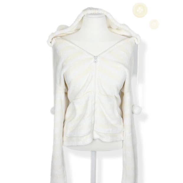 갸루 빈티지 후드집업 히메갸루 양산형 폼폼 후드집업 쿠키집